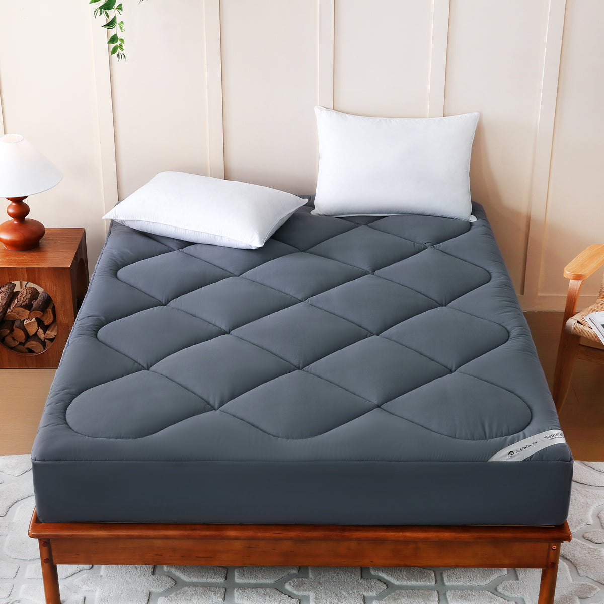 YOUR MOON 100% Wool Mattress Pad Queen, 500 GSM, White, Australian Wool Filling, Natural Cotton Cover, Quilted Mattress Pad, 16-Inch Deep Pocket, Mattress Bed Cover
