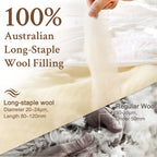 YOUR MOON Machine Washable Wool Comforter Queen, All Season, White 100% Australian Long-Staple Wool Filling, Noiseless Cotton Shell, 300 GSM Medium weight, Wool Duvet Insert for Year-Round