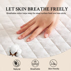YOUR MOON 100% Washable Wool Mattress Pad, Checkered White 100% Natural Australian Wool Filling, Breathable Cotton Cover, 200GSM Quilted Fitted Mattress Bed Cover