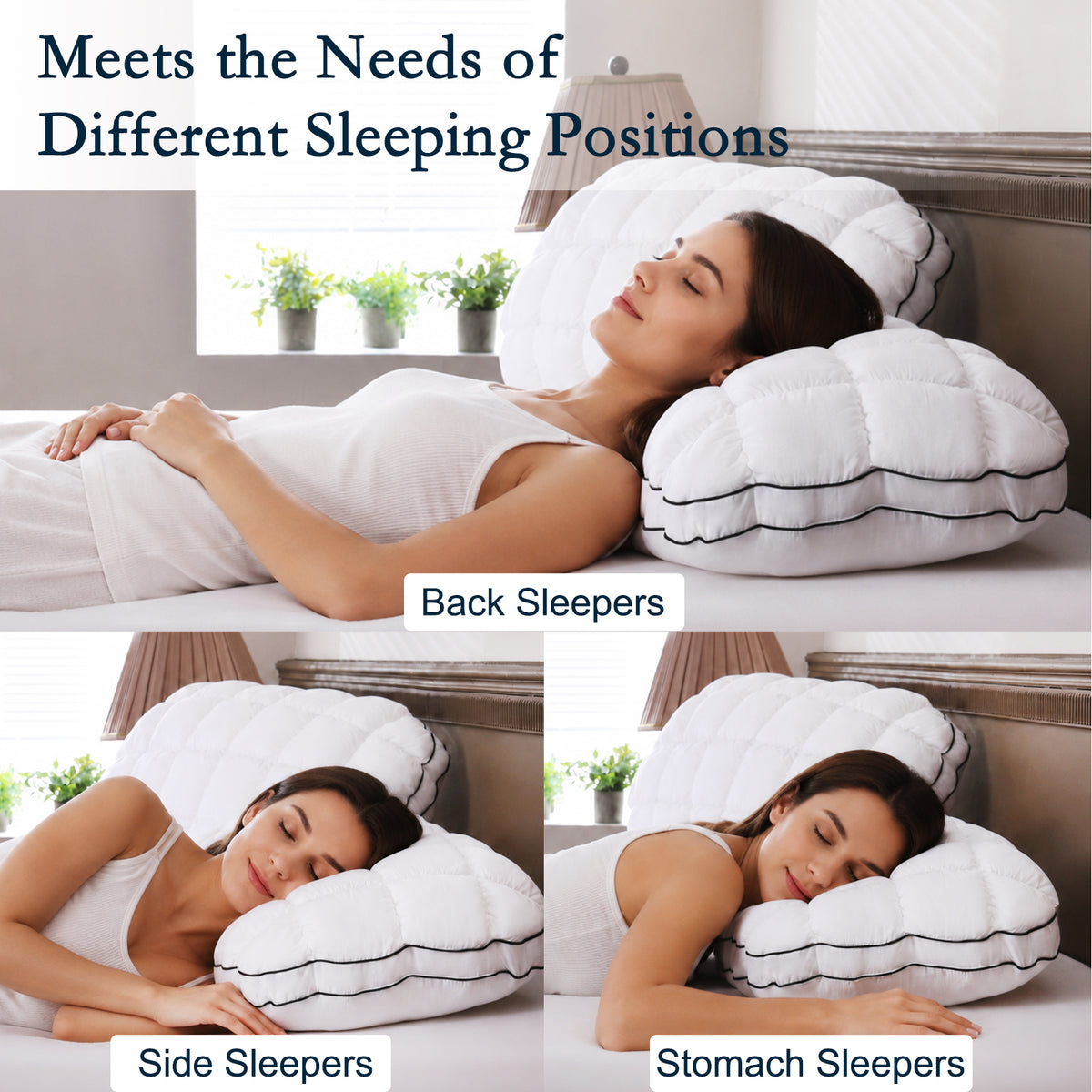 YOUR MOON Soft Support Pillow Queen Size, 100% Cotton Noiseless Cover Pillow, Fluffy Down-Alternative Filling Pillows for Sleeping, Luxury Hotel Bed Pillows for Side Sleepers
