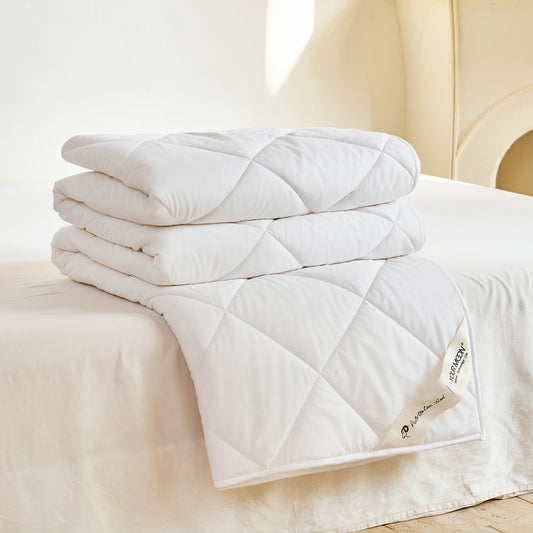 YOUR MOON Machine Washable Wool Comforter Queen, All Season, White 100% Australian Long-Staple Wool Filling, Noiseless Cotton Shell, 300 GSM Medium weight, Wool Duvet Insert for Year-Round