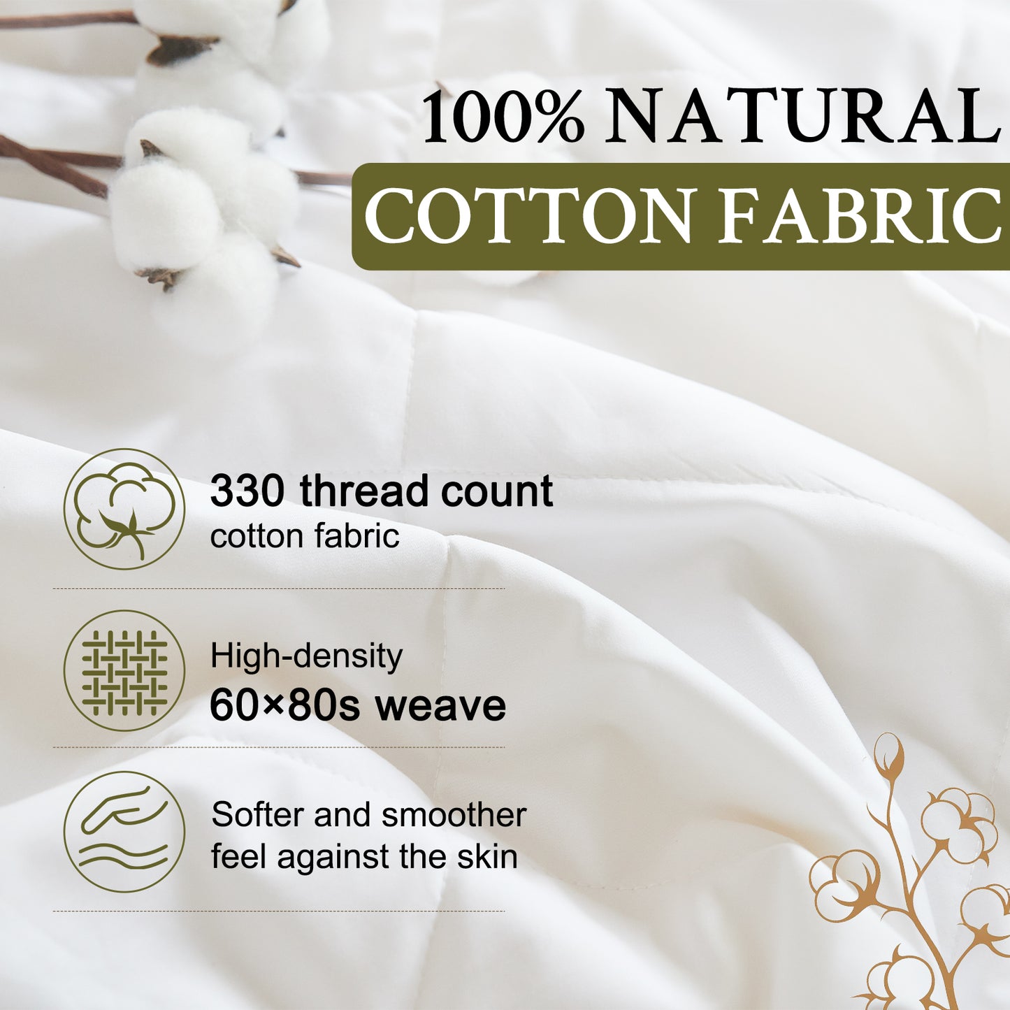 YOUR MOON Machine Washable Wool Comforter Queen, Lightweight, White 100% Australian Long-Staple Wool Filling, Quiet Cotton Shell, 100 GSM Summer-Weight Wool Duvet Insert for Hot Sleepers