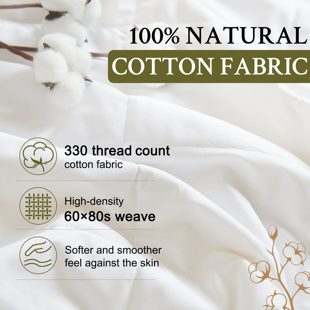 YOUR MOON Machine Washable Wool Comforter Queen, Lightweight, White 100% Australian Long-Staple Wool Filling, Quiet Cotton Shell, 100 GSM Summer-Weight Wool Duvet Insert for Hot Sleepers