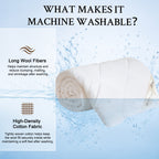 YOUR MOON Machine Washable Wool Comforter Queen, All Season, White 100% Australian Long-Staple Wool Filling, Noiseless Cotton Shell, 300 GSM Medium weight, Wool Duvet Insert for Year-Round