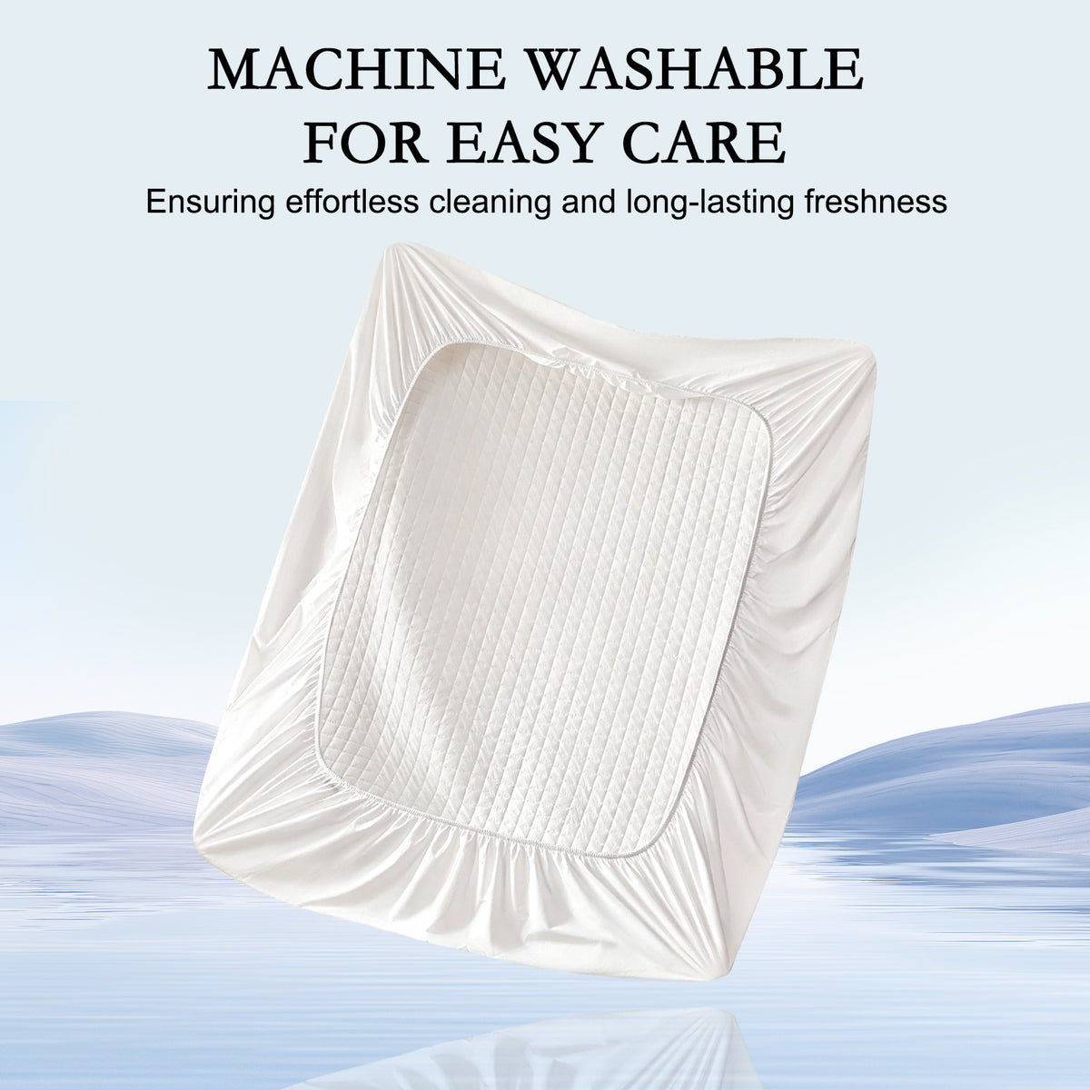 YOUR MOON 100% Washable Wool Mattress Pad, Checkered White 100% Natural Australian Wool Filling, Breathable Cotton Cover, 200GSM Quilted Fitted Mattress Bed Cover