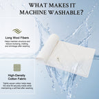 YOUR MOON Machine Washable Wool Comforter Queen, Lightweight, White 100% Australian Long-Staple Wool Filling, Quiet Cotton Shell, 100 GSM Summer-Weight Wool Duvet Insert for Hot Sleepers
