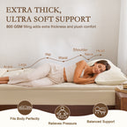 YOUR MOON Wool Mattress Topper Queen, 51% Australian Wool, 800GSM-Off White Natural Cotton Cover, Quilted Wool Mattress Pad, Fitted Mattress Bed Cover with 16-Inch Deep Pocket