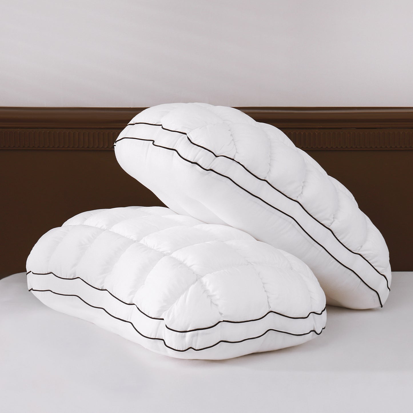 YOUR MOON Soft Support Pillow Queen Size, 100% Cotton Noiseless Cover Pillow, Fluffy Down-Alternative Filling Pillows for Sleeping, Luxury Hotel Bed Pillows for Side Sleepers