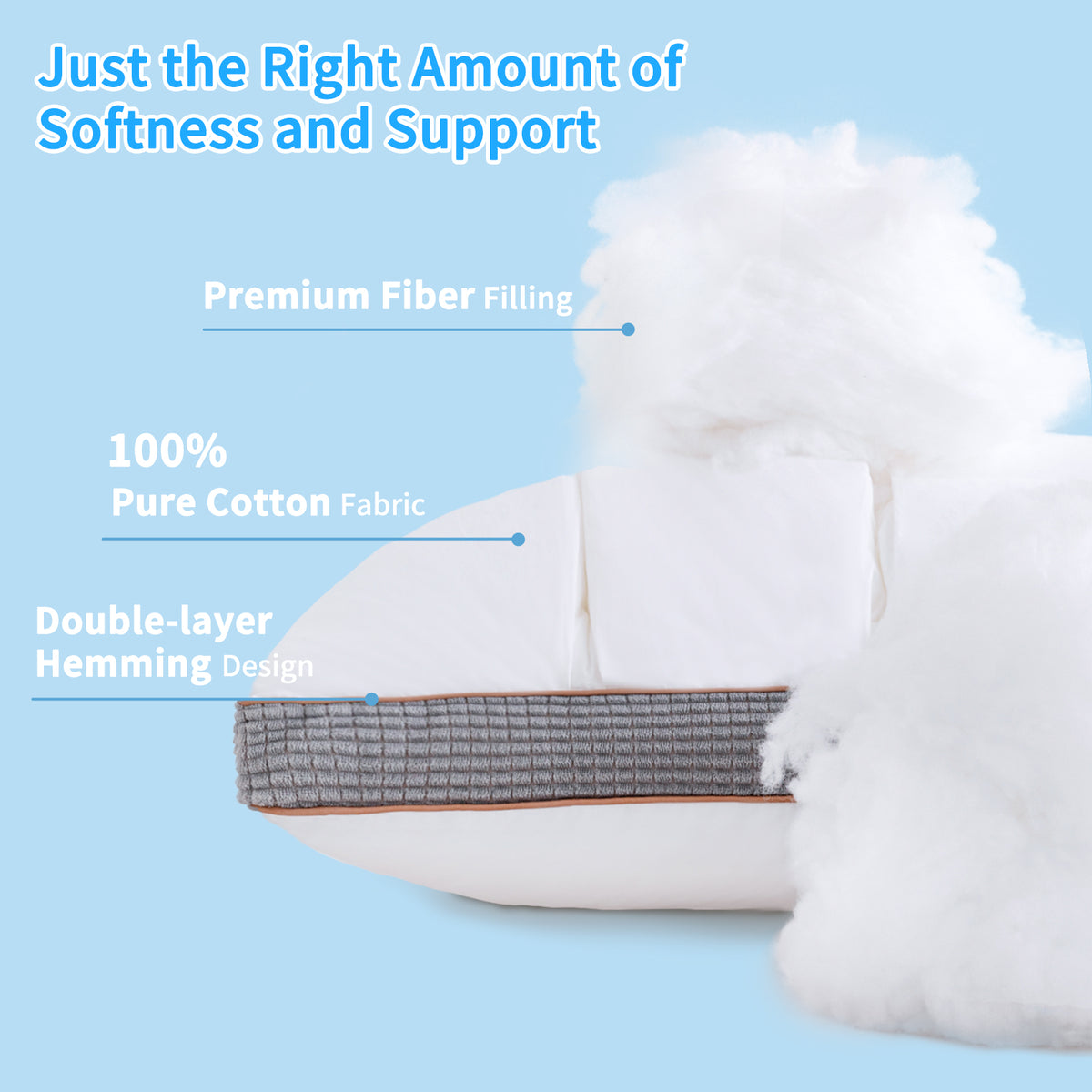 YOUR MOON Soft Pillow Queen for Sleeping, Super Soft Support Down Alternative Pillow, 100% Cotton Shell Luxury Comfy Fluffy Bed Pillows for Sleep