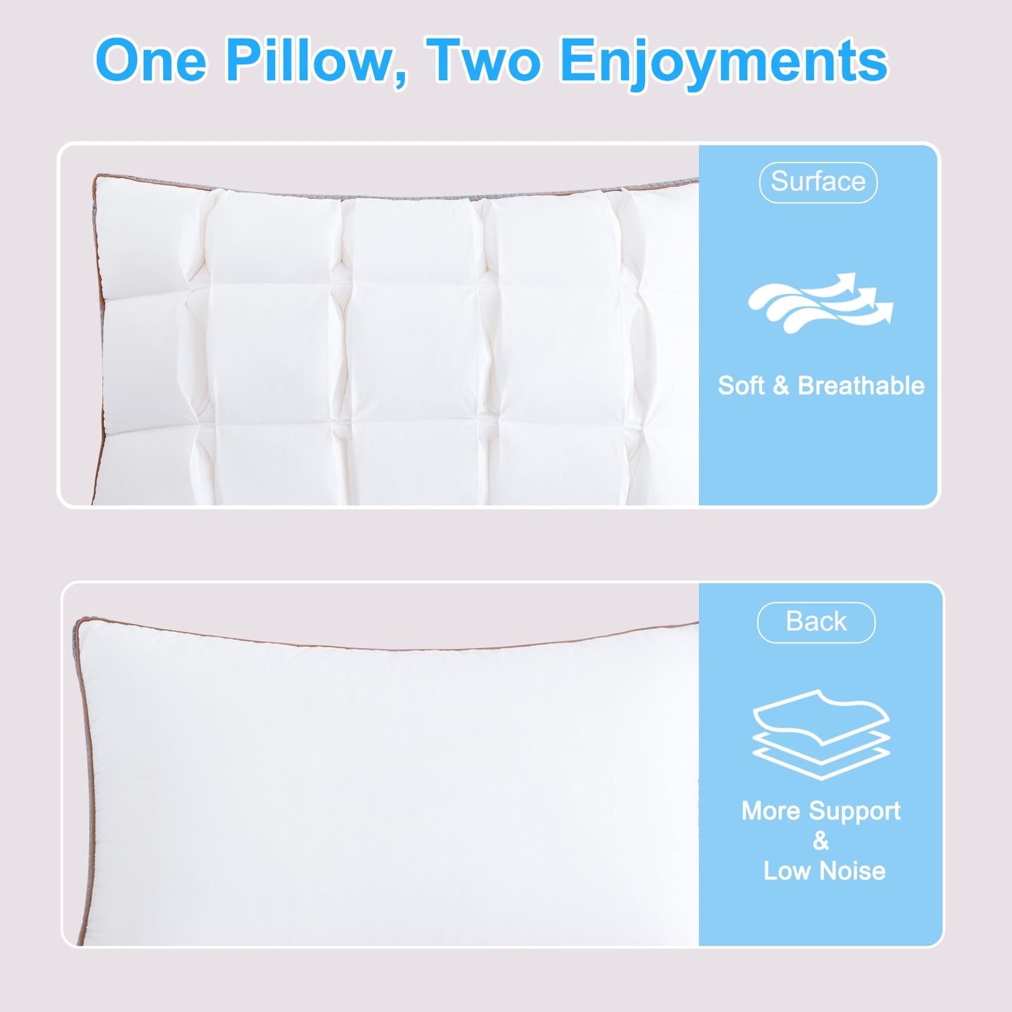 YOUR MOON Soft Pillow Queen for Sleeping, Super Soft Support Down Alternative Pillow, 100% Cotton Shell Luxury Comfy Fluffy Bed Pillows for Sleep