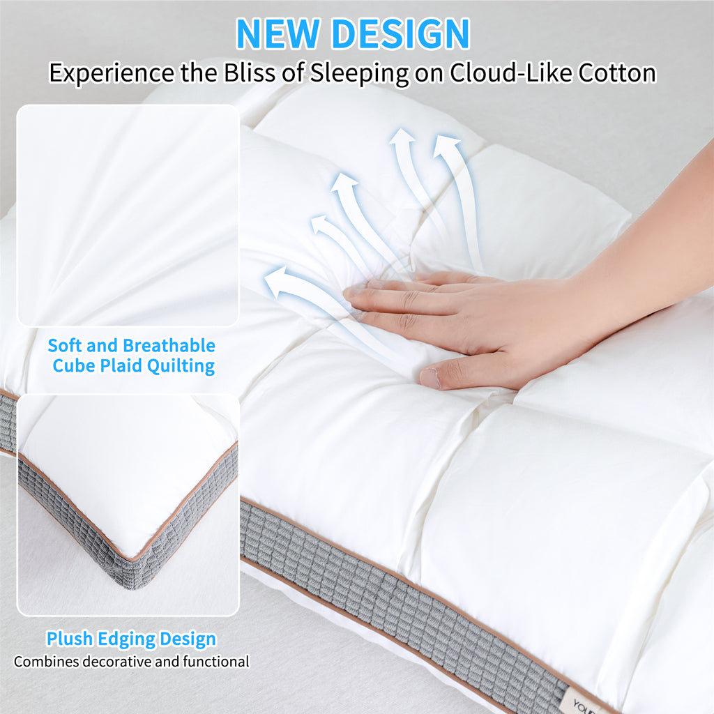 YOUR MOON Soft Pillow Queen for Sleeping, Super Soft Support Down Alternative Pillow, 100% Cotton Shell Luxury Comfy Fluffy Bed Pillows for Sleep